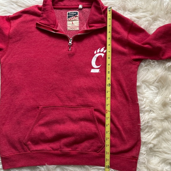 University of Cincinnati Bearcats 1/4 Zip Fleece Pullover Red Size Large - Picture 5 of 8